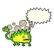 cartoon little fire demon with speech bubble N12