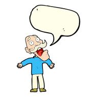 cartoon terrified old man with speech bubble N9