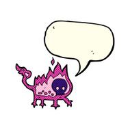 cartoon little imp with speech bubble N6