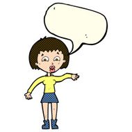 cartoon surprised woman with speech bubble N109