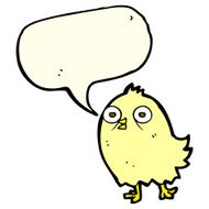 funny cartoon bird with speech bubble N55