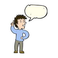 cartoon boy with idea speech bubble N38