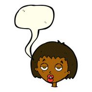 cartoon bored woman with speech bubble N13