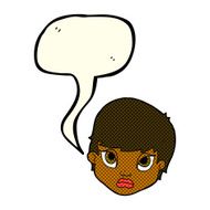 cartoon sulking woman with speech bubble N6