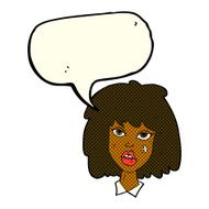 cartoon woman with bruised face speech bubble N5
