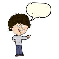 cartoon boy laughing and pointing with speech bubble N5