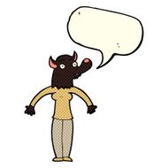 cartoon friendly werewolf woman with speech bubble N3