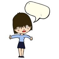 cartoon curious woman with speech bubble N26