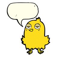 cartoon bored bird with speech bubble N5