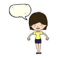 cartoon happy woman with speech bubble N111