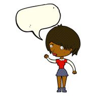cartoon waving woman with speech bubble N70