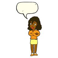 cartoon woman with crossed arms speech bubble N23
