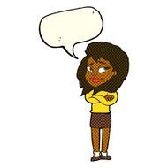 cartoon woman with crossed arms speech bubble N24