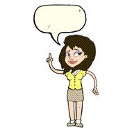 cartoon pretty woman with idea speech bubble N33