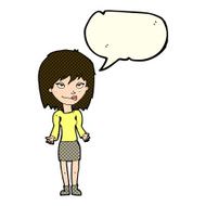 cartoon woman shrugging shoulders with speech bubble N216