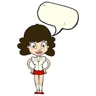 cartoon pretty woman with speech bubble N120