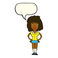 cartoon woman been in fight with speech bubble N6