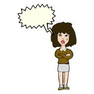 cartoon tough woman with folded arms speech bubble N5