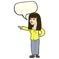 cartoon pretty woman pointing with speech bubble N20