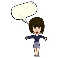 cartoon annoyed woman with speech bubble N84