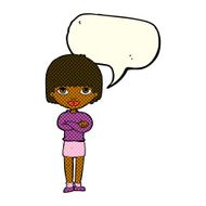 cartoon woman with folded arms speech bubble N14