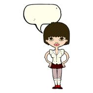 cartoon woman with hands on hips speech bubble N96