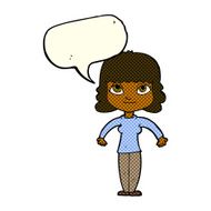 cartoon woman shrugging shoulders with speech bubble N220
