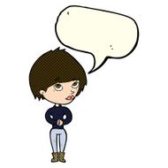 cartoon woman considering with speech bubble N5