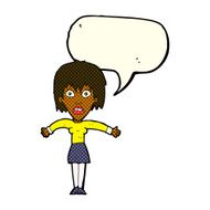cartoon shocked woman with speech bubble N46