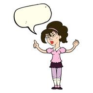 cartoon woman with idea speech bubble N105