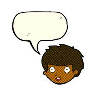cartoon happy boy's face with speech bubble N10