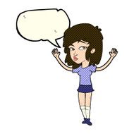 cartoon pretty girl with speech bubble N44