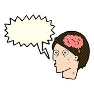 cartoon head with brain symbol speech bubble N16