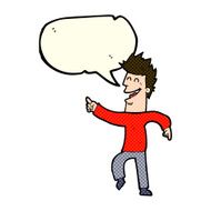 cartoon man pointing and laughing with speech bubble N14