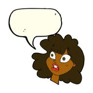 cartoon shocked female face with speech bubble N6