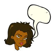 cartoon female face with speech bubble N69