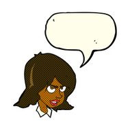 cartoon annoyed woman with speech bubble N85