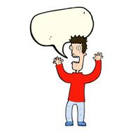 cartoon terrified man with speech bubble N96