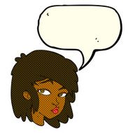cartoon curious woman with speech bubble N27