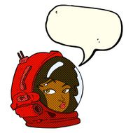 cartoon female astronaut with speech bubble N16