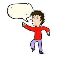 cartoon happy man pointing with speech bubble N29