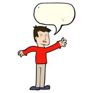 cartoon worried man reaching with speech bubble N10