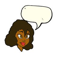 cartoon pretty woman with speech bubble N121