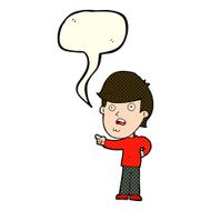 cartoon shocked man pointing with speech bubble N5