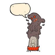 cartoon haunted grave with speech bubble N3