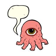 cartoon alien head with speech bubble N5