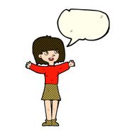 cartoon excited woman with speech bubble N56