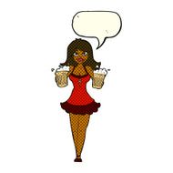 cartoon beer festival girl with speech bubble N5