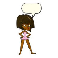 cartoon angry woman in dress with speech bubble N5