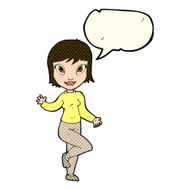 cartoon pretty woman waving with speech bubble N44
